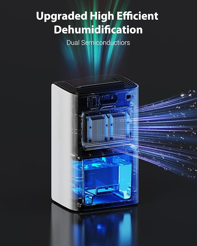 Dehumidifiers for Home, 850 sq.ft 95oz Dehumidifier with Drain Hose Timer Sleep Mode Auto-Off 7 Colors Light, Dehumidifiers for Basements Bathroom Bedroom RV White