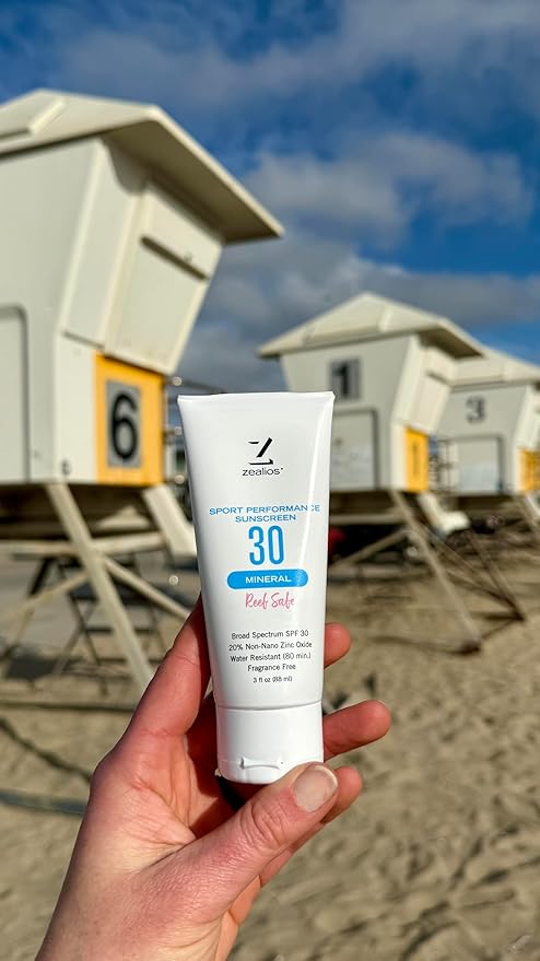 Zealios Sport Performance Mineral Reef Safe SPF 30 Sunscreen, 3 oz Tube, Water & Sweat Resistant (80 min) Non-Greasy, 20% Non-Nano Zinc Oxide, for Running, Cycling, Swimming