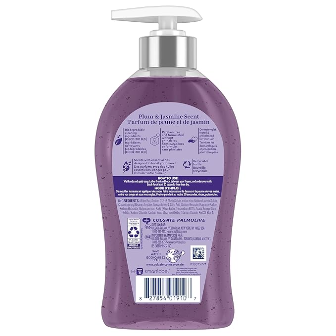 Softsoap Renewed Liquid Hand Soap, Paraben Free, pH Balanced, Plum and Jasmine Scent, 11.25 fl oz Pump Bottle, 6 pack