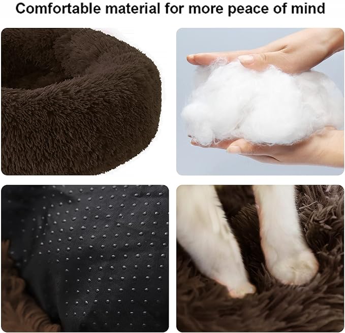 Nisrada Dog Bed for Small Medium Large Dogs, 24 inch Calming Dogs Bed, Washable-Round Cozy Soft Pet Bed for Puppy and Kitten with Slip-Resistant Bottom