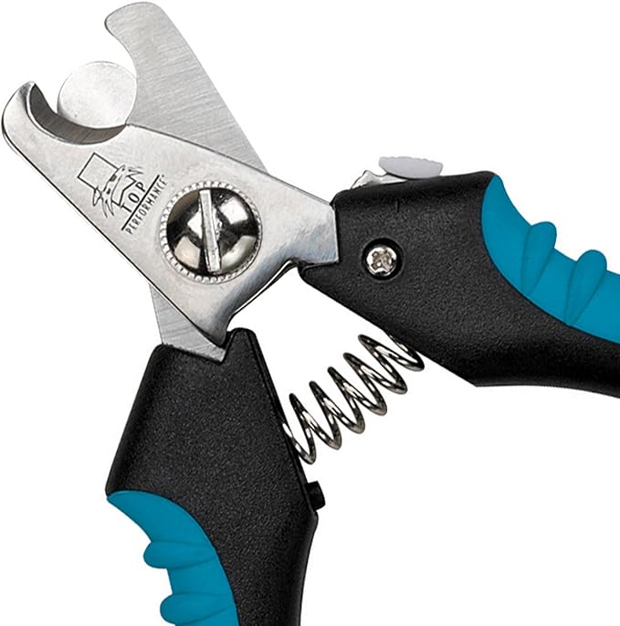 Master Grooming Tools Ergonomic Pro Nail Clippers — Professional Clippers for Trimming Pet Nails - Small, 5⅛",Black/Teal