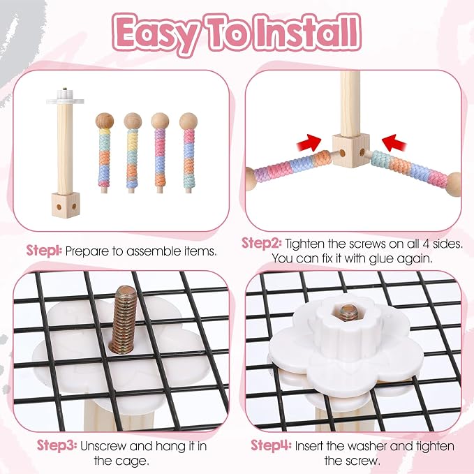 Bird Perch Stand with Chew Ball Toys Upgraded Parrot Perch Toy Rotating for Small & Medium Birds Wooden Stand Bird Cage Accessories for Parakeets Cockatiels Conures Finches Budgies