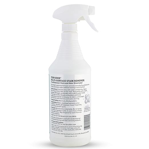 Zero Odor –Professional Odor Eliminator Bundle- Eliminate Extreme Air & Surface Odor– Patented Molecular Technology Best for Strong, persistent odor- Smell Great Again, 32oz & 128oz Refill White