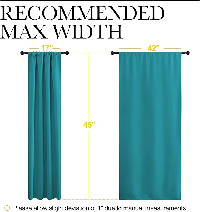 NICETOWN Peacock Blue Blackout Curtains Panels for Window, Thermal Insulated Rod Pocket Blackout Drapes/Draperies for Living Room (2 Panels, W42 x L45 inches)