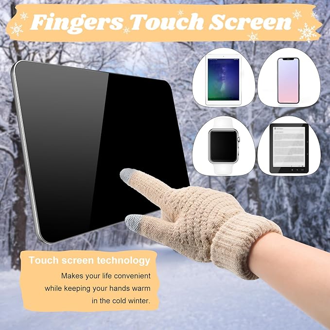 JenPen 4 Pcs Winter Hat Scarf and Gloves Set for Women Include Ear Cover Cold Weather Scarf Hat Knit Beanie Gloves