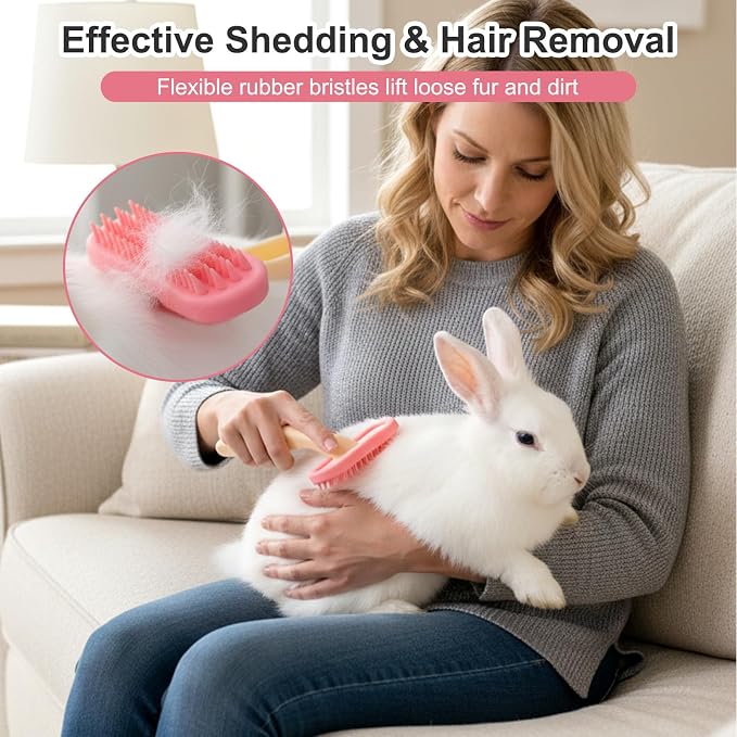2Pcs Rabbit Brush, Bunny Brush for Grooming, Rabbit Grooming Brushes Kit for Small Pets, Cats, Dogs, Kittens
