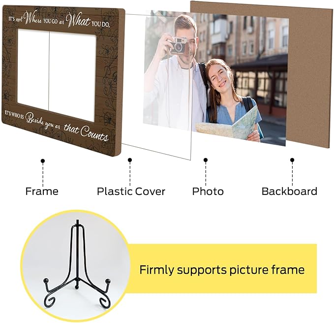 Wood Photo Frame Inspirational Gifts for Women, Men & Friends - Couples & Family Gifts - 4 x 6 Picture Frame for Home, Office & Holiday Decor