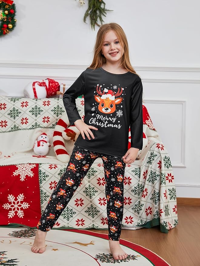 YIJIU Christmas Pajamas Cute Deer Print Long Sleeve Totem PJS Set