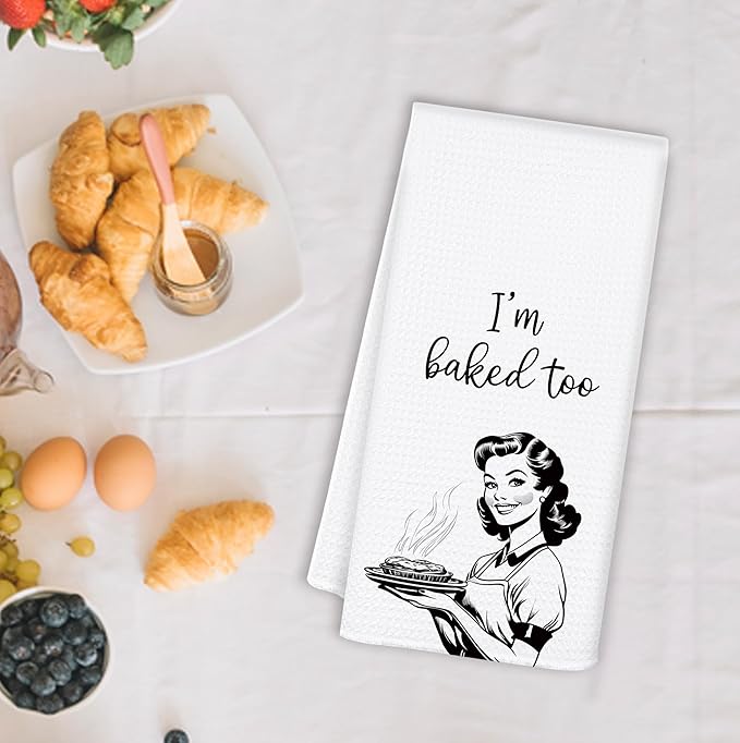Funny Baking Kitchen Towels, Tea Towels for Baking, Gifts for Bakers Women Decorative Dish Towel for Kitchen Decor, Gifts for Baking Lovers, 16x24 Inch