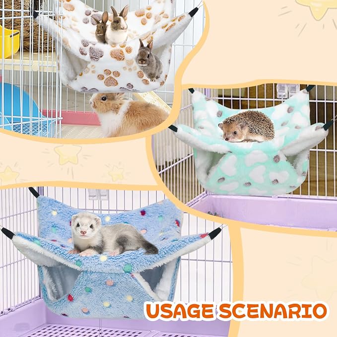 YedsIntu 3 Pcs Guinea Pig Hammock, Rat Ferret Hanging Hammock Guinea Pig Accessories for Small Animals Chinchilla Hamster Parrot Sugar Glider Ferret Squirrel (11"×11")