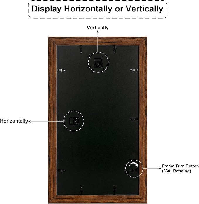 11.8x21.8 Picture Frame Display 8 opening 4X6 Picture Frame Collage,Multi Photo Frame with Mat,Plexiglass,Wall or Tabletop Decor,Carbonized Brown Wood Grain