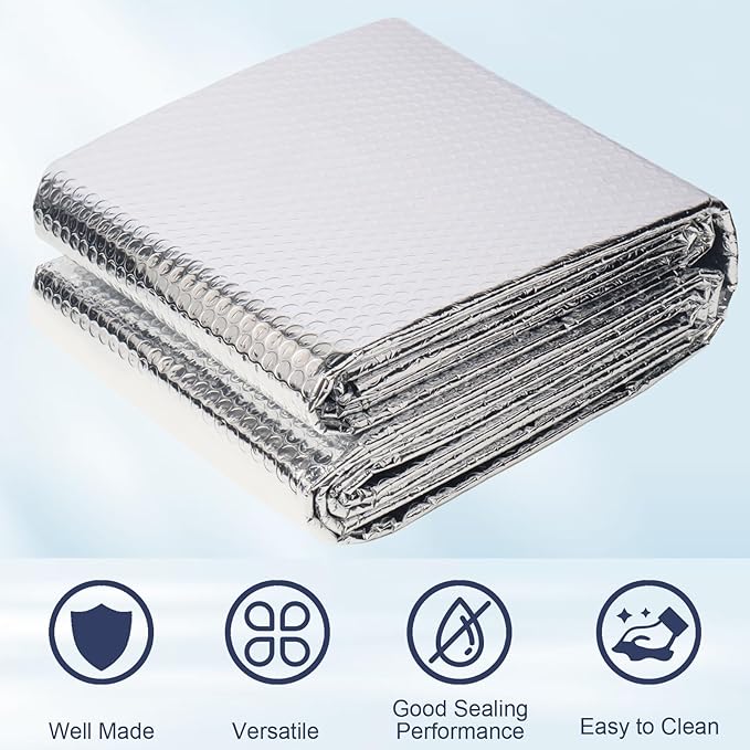 Double Reflective Bubble Foil Insulation Foam,23.6IN X 65.6FT Aluminum Foil Thermal Insulation Radiant Barrier for Windows, Garage Door, RV, Roof
