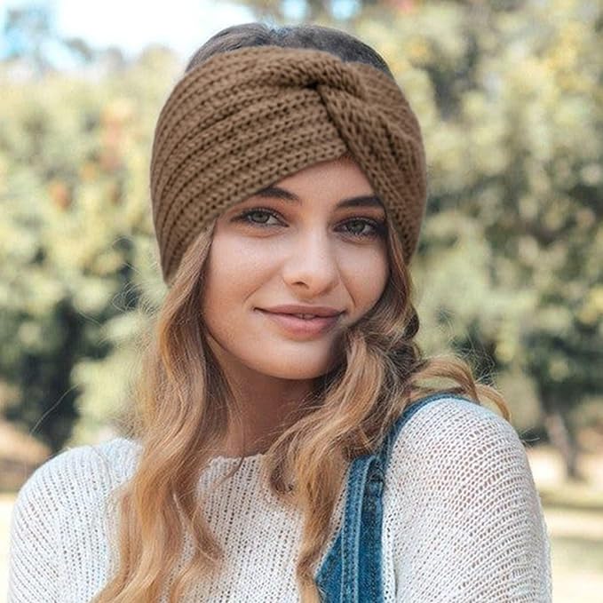 DRESHOW Winter Knit Chunky Headbands for Women Crochet Turban Knitted Ear Warmer Fashion Head Wrap 6 Pack