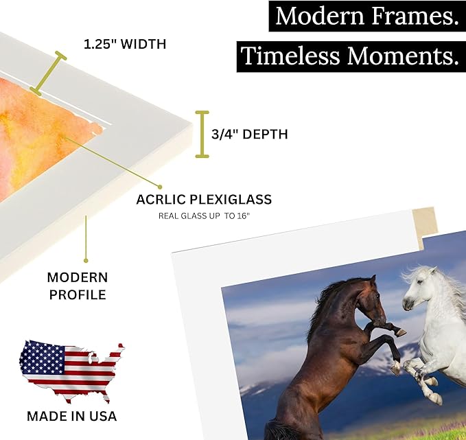 M Modern Memory Design 15x19 White Picture Frame Real Glass | Wall Hanging | 19x15 Family Photo Portrait Poster Documents Artwork