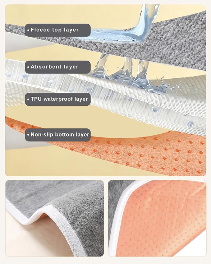 2 Pack Guinea Pig Fleece Cage Liners, 48" x 32" Washable Guinea Pig Pee Pads, Reusable Super Absorbent Non-Slip Training Mat Bedding for Small Animals - Hamster, Rabbit, Chinchilla, Rat (Gray)