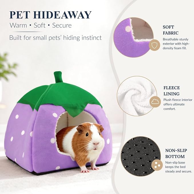 Guinea Pig Hideout Bed, Dwarf Rabbit House Cave | Cozy Hide-Out for Little Bunny Hedgehog Ferret Chinchilla & Other Small Animals, Cage Accessories