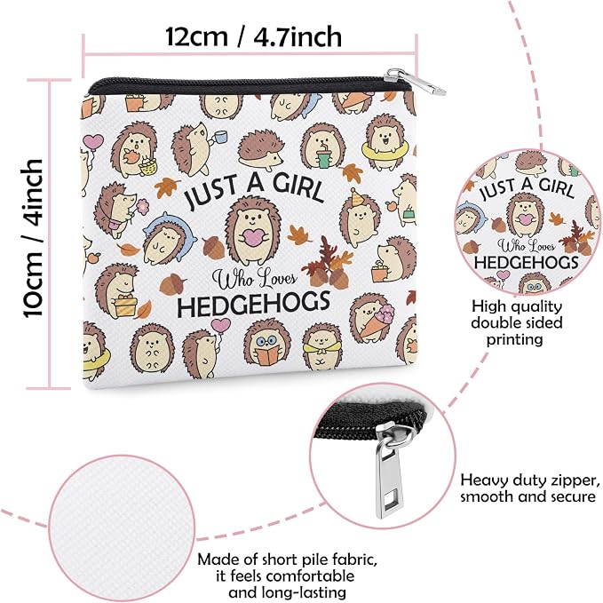 Hedgehog Lover Coin Purse for Women Hedgehog Gift Hedgehogs Accessories for Friend Sister Daughter Coin Pouch Animal Lover Gift Bestie Christmas Birthday Gifts Zipper Change Pouch