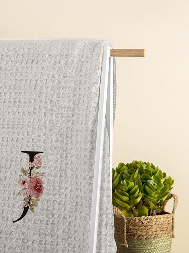Kitchen Towel, Personalized Gifts Mode Monogram Letter J Kitchen Towel for Kitchen Dinning Bathroom, Christmas Birthday Gifts for Women, Kitchen Towels and Dishcloths Sets 16×24 Inches