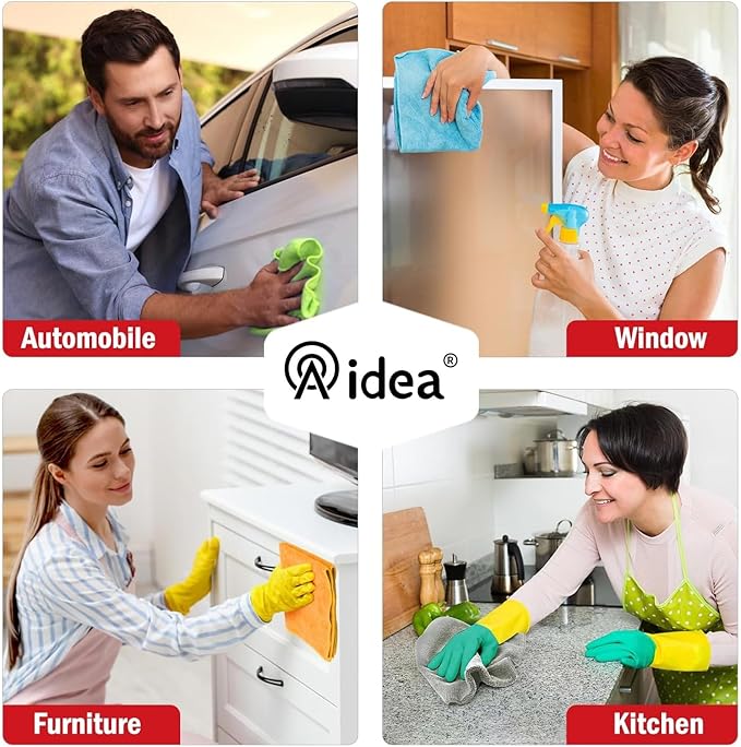 AIDEA Microfiber Cleaning Cloth 24 Pack, Microfiber Towels for Cars, Soft & Absorbent Cleaning Rags, Premium Lint Free Shop Towels for House, Kitchen, Car, 12inx16in, Grey