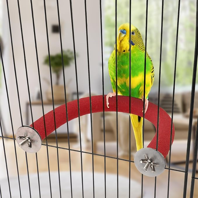 Rypet U-Shaped Parrot Perch, Bird Perch for Cage(Red S) | Safe Chew & Rest Perch for Large Birds, Durable Non-Toxic Cage Accessory, for Parakeets Cockatiels Conures Macaws