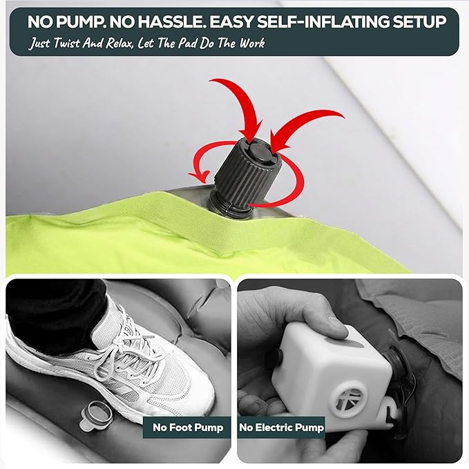 Gear Doctors Oxylus 4.3R-Value Insulated Foam Self Inflating Sleeping Pad Camping—Sleeping Pad Backpacking Air Mattress—Camping Mattress Self Inflating Camp Mat 4 Seasons Sleep Mat—Camp/Floor/Tent/Cot