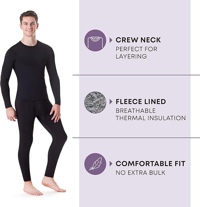 Rocky Thermal Underwear Men Long Johns Men Thermal Underwear Thermals Mens Base Layer Mens Thermals Top and Bottom Set