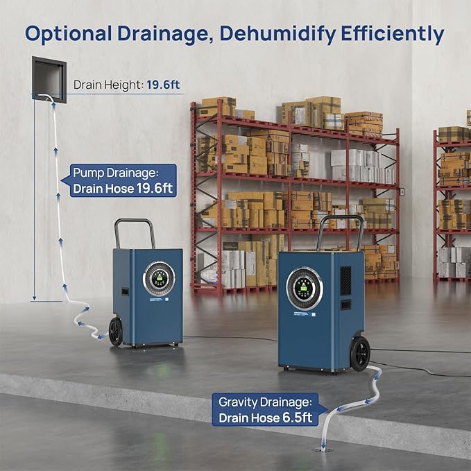 ARGENDON 145 Pints Commercial Dehumidifiers for Basements with Pump, AUTO Defrost, Industrial Dehumidifier with Drain Hose Portable Handle for Large Space, Water Damage Restoration, Home, Garage