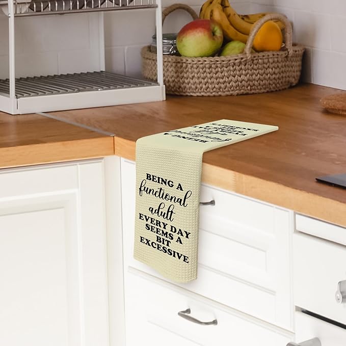 Funny Sarcastic Adult Beige Dish Towels 16x24 Inches, Decorative Absorbent Hand Tea Kitchen Bathroom Towels