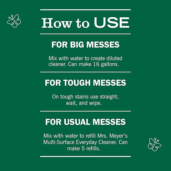 MRS. MEYER'S CLEAN DAY Multi-Surface Everyday Concentrate, Peony Scent, 32 Fl Oz Bottle - 2 Pack