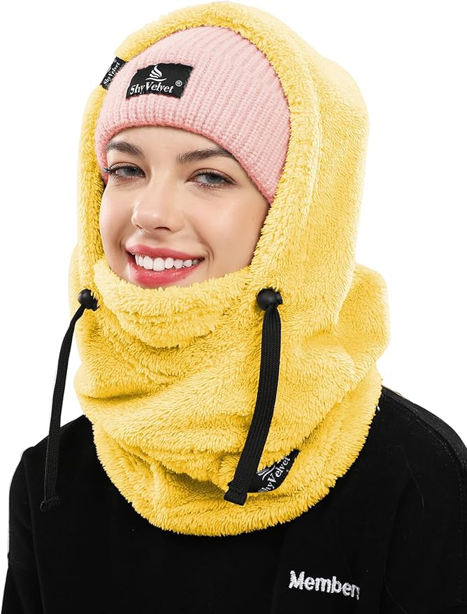 Shy Velvet Balaclava Wind-Resistant Winter Face Mask,Fleece Ski Mask for Men and Women,Warm Face Cover Hat Cap Scarf