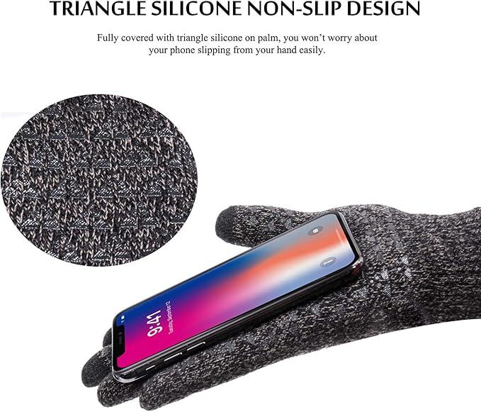 TRENDOUX Winter Gloves for Men Women - Upgraded Touch Screen Cold Weather Thermal Warm Knit Glove for Running Driving Hiking