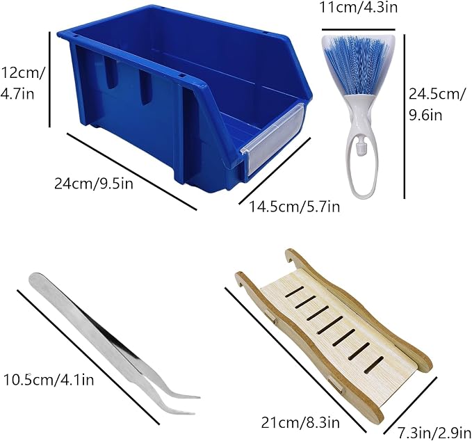 Reptile Digging Box Plastic Leopard Gecko Burrowing Habitat Hide Box with Wooden Ladder Compatible with Terrariums Tailored for Juvenile Bearded Dragons and Snake in Compact Setups (Blue)