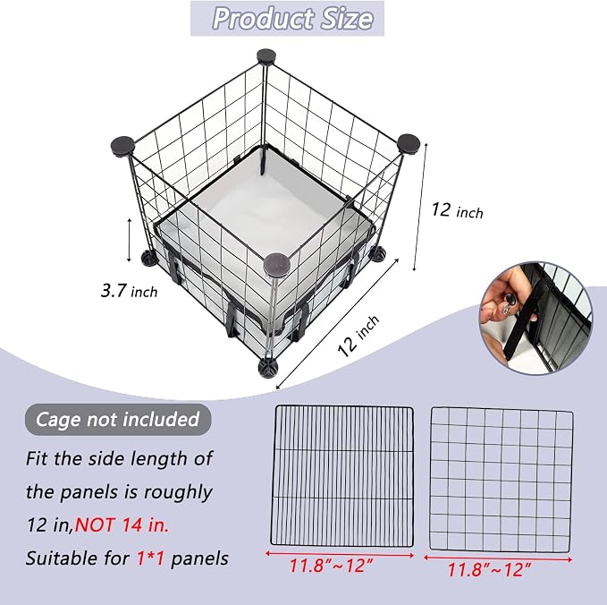 Guinea Pig Cage Liner Tarp Bottom Waterproof and Washable Base Also for Rabbits, Bunny, Chinchesillas, Hedgehog, Ferrets and Other Small Animals(12x12 inches)