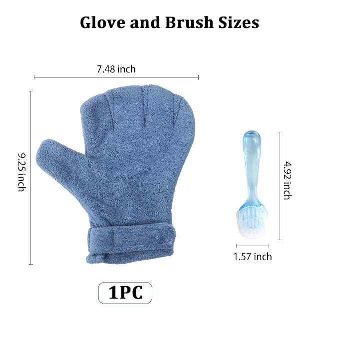 1 Pcs Hamster Bite Proof Glove and Grooming Brush Set, Adjustable Hamster Glove, Lid Soft Cleansing Brush Massage Combs, Guinea Pig Brush, Hamster Care Set for Hamsters, Ferrets, Hedgehogs (Blue)
