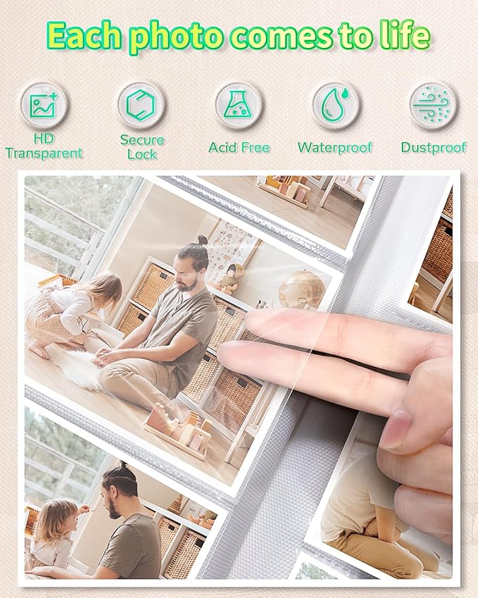 Photo Album 4x6 with 100 Pockets,Slip-in Picture Albums,Linen Cover Memory Book with Front Window,White Page Vertical Photo Book for Wedding,Family,Anniversare,Baby,Vacation