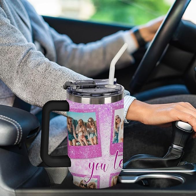 Personalized Tumbler Custom Insulated Travel Mug Custom Drinking Coffee Cup with Photos and Text 40oz Christmas Birthday Gift