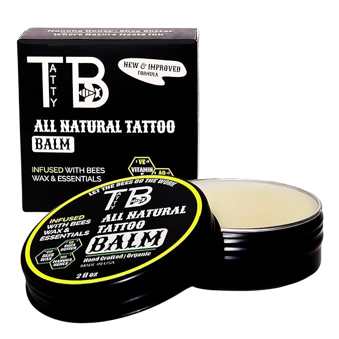 Tattoo Aftercare Balm – Fast Healing Tattoo Cream for New & Old Tattoos | Soothes, Hydrates & Brightens Ink | Natural Beeswax & Manuka Honey | 2 fl oz (2 Ounce, Unscented)
