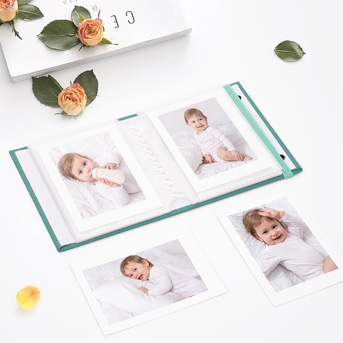 Vienrose Polaroid Photo Album Binding Cloth Photo Book for Instax Fuji 2 x3 Inch Photo Fits Fujifilm Mini 12 11 9 Snap PIC-300 52 Pockets 1 Pack, Aqua