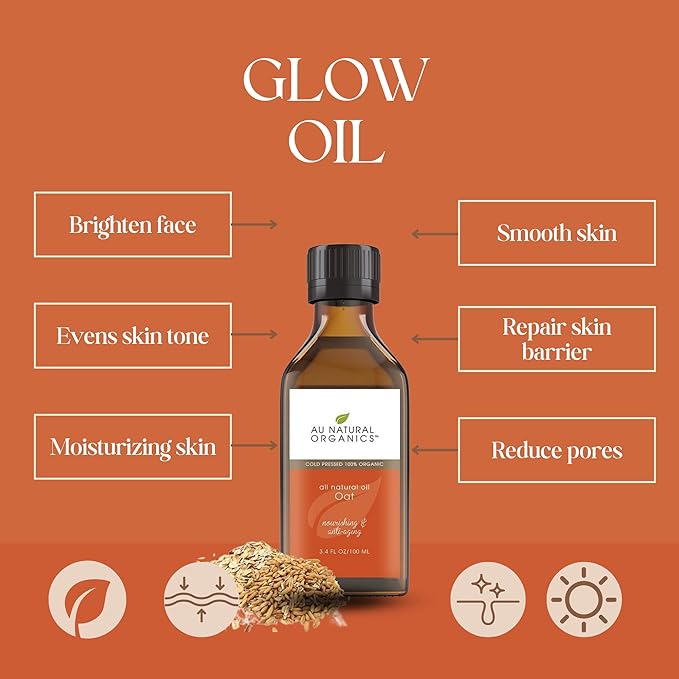 Au Natural Organics Oat Oil for Skin and Hair - Organic Cold Pressed Avena Sativa Kernal Oil, Moisturizing Face & Body Oils for Eczema, Scars & Dry Skin - Soap Making, Cleansing & Hydration, 100ml