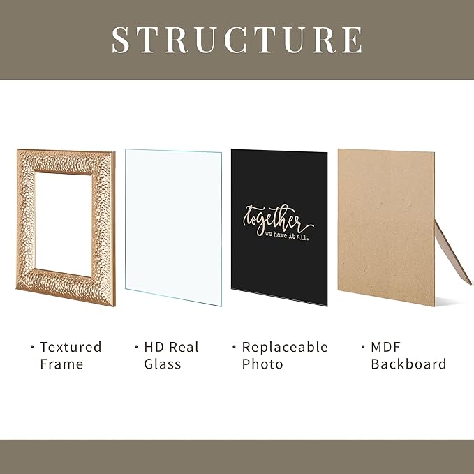 ArtbyHannah 5x7 Inch Picture Frames, Ornate Vintage Gold Photo Frames with Real Glass Cover for Tabletop Display or Wall Mount (2 Pack)