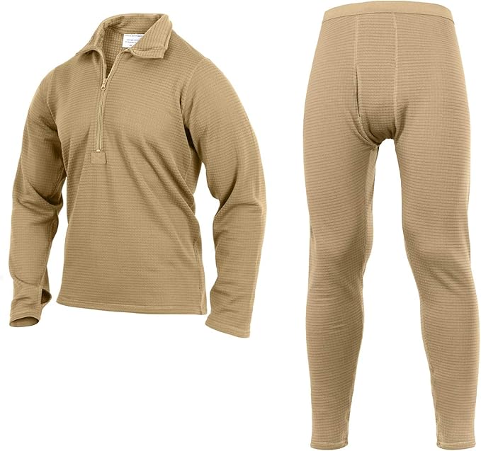 Rothco ECWCS Gen III Mid-Weight Underwear Top & Bottom Set (Level II) Tactical Grid Fleece Thermals