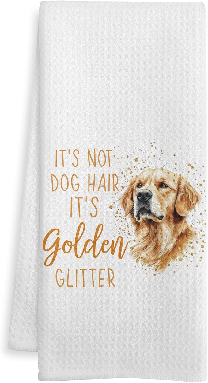 Funny Golden Retriever Gifts Kitchen Towels, Gifts for Golden Retriever Lovers, Dog Lovers Gifts Dish Tea Towels, It's Not Dog Hair Decorative Hand Towel for Bathroom, 16x24 Inch