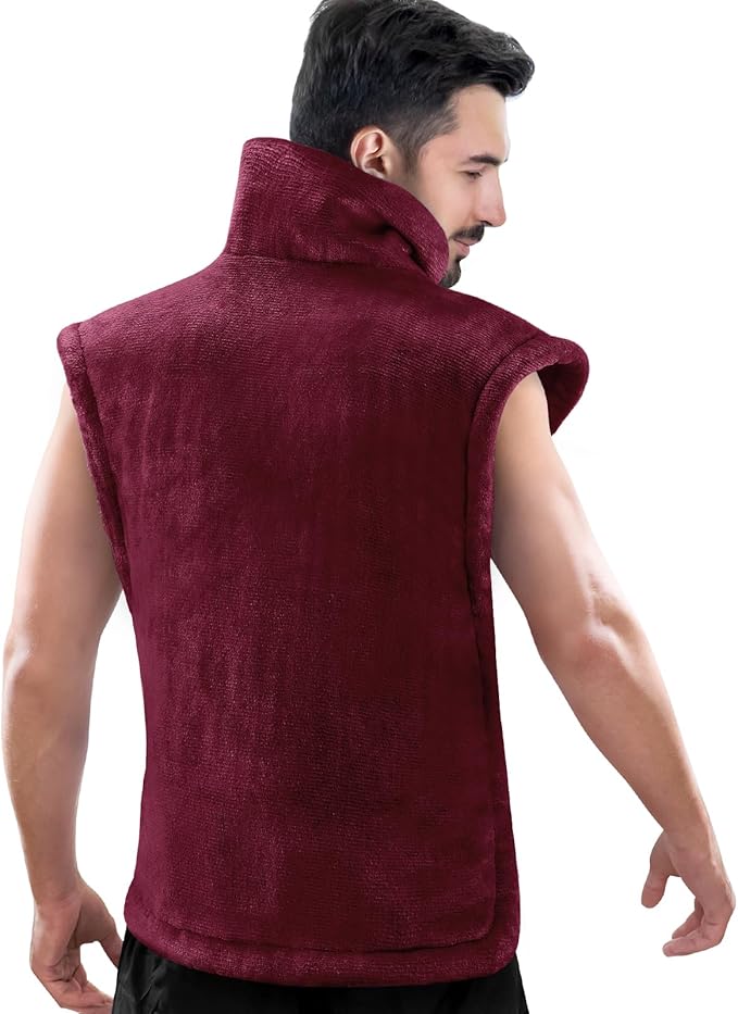 RENPHO King Size Heating Pad for Back, Birthday Gifts for Mom Wife Men, FSA Eligible, 24"x37" XL Large Weighted Electric Heat Pad for Neck and Shoulders, ETL Certified, Dark Red