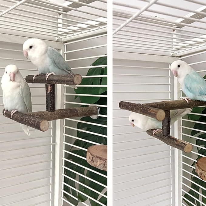 Natural Wood Bird Perches for Cage, Parrot Cage Perch Stand, Cage Accessories, Wooden Platform for Birds, Toys for Parakeets, Cockatiel, Budgie, Conure