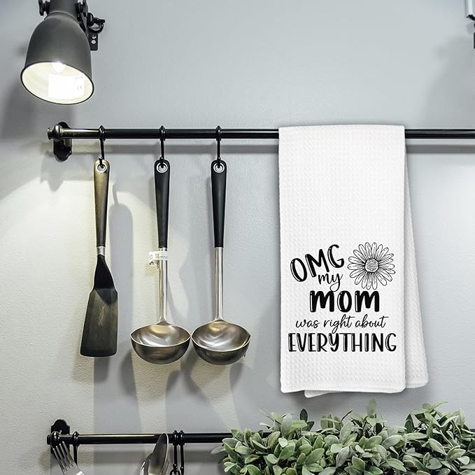 Mom Gifts Kitchen Towels, OMG My Mom was Right About Everything Dish Towels for Kitchen, Birthday Decorative Hand Towels for Home Bathroom, Mother's Day Birthday from Grandkids
