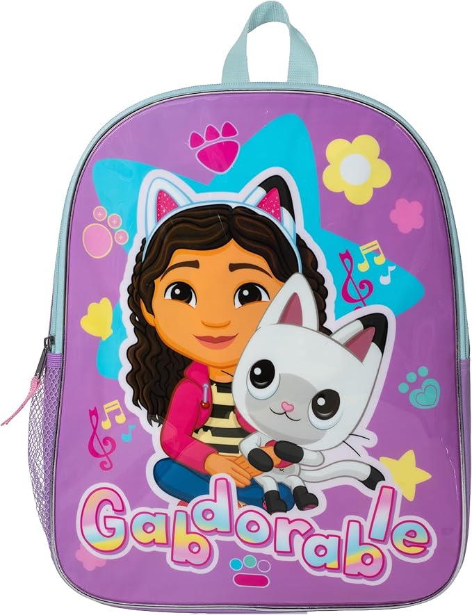 AI ACCESSORY INNOVATIONS Gabby's Dollhouse Kids Backpack, Elementary School Girls Book Bag with Padded Straps, Purple