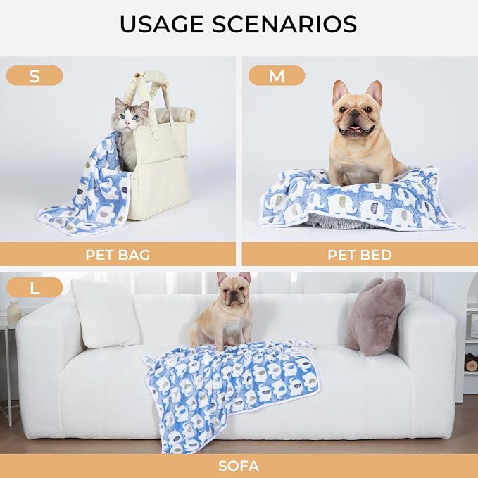Luciphia 3 Pack Cute Dog Blankets Soft Fleece for Small Puppy Cat,23"x16" | Fuzzy Flannel Small Pet Blanket Washable, Cute Elephant Print for Crate Car Bed. Puppy Essential,Cat Stuff Gifts,Small