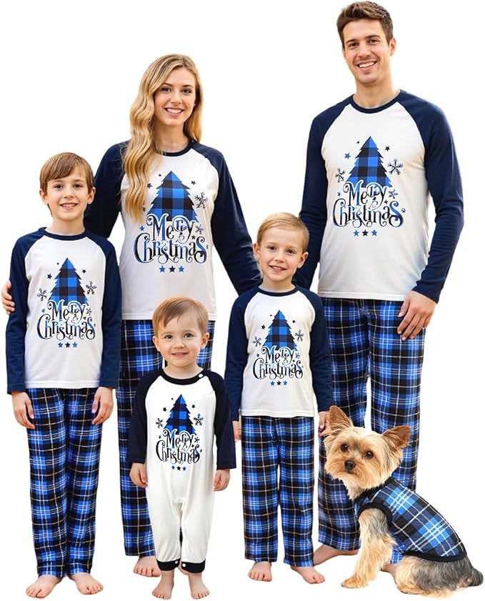 Christmas Family Pajamas Matching Sets, Matching Christmas Pjs For Family and Dog, Holidays Jammies Family Pjs Set