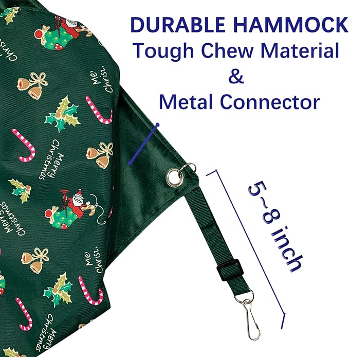 Ferret Rat Hammock,Ferret Cage Accessories Ferret Guinea Pig Hanging Bed HammockCute Ferret Stuff Tunnel for Cage Set Supplies 13.8inch (Green Christmas)