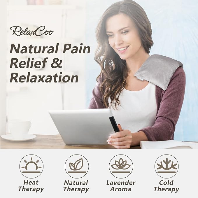 Microwave Heating pad with Washable Cover 6 * 12" Microwavable Heat Pad for Neck Shoulder, Cramps, Back Pain Relief, Warm Compress Bean Bag Moist Heat Pack for Muscles, Joints, 2 Pack